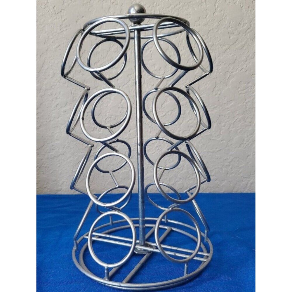 Chrome Spinning K-Cup Pod Carousel - Holds 24 Coffee Cups
